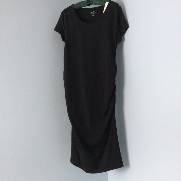 Isabel Black Short Sleeve knit Maternity Dress Size XL - Picture 1 of 15